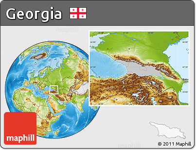 Gray Location Map of Georgia, physical outside
