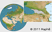 Gray Location Map of Georgia, satellite outside