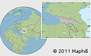 Gray Location Map of Georgia, savanna style outside, hill shading inside