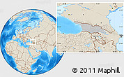 Gray Location Map of Georgia, shaded relief outside