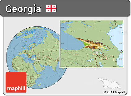Physical Location Map of Georgia, savanna style outside