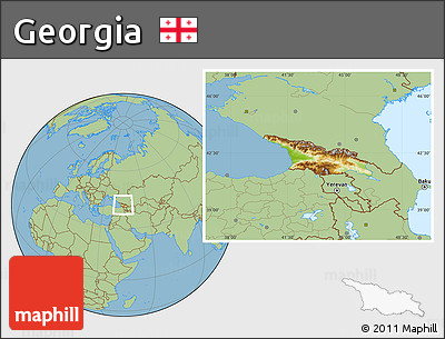 Physical Location Map of Georgia, savanna style outside