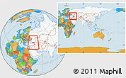Political Location Map of Georgia, highlighted continent, within the entire continent