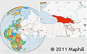 Political Location Map of Georgia, highlighted continent
