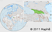 Political Location Map of Georgia, lighten, desaturated, land only