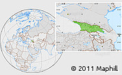 Political Location Map of Georgia, lighten, desaturated