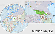 Political Location Map of Georgia, lighten, semi-desaturated, land only