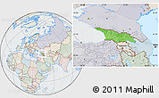 Political Location Map of Georgia, lighten, semi-desaturated