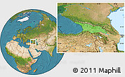 Political Location Map of Georgia, satellite outside