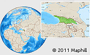 Political Location Map of Georgia, shaded relief outside