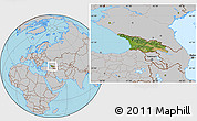 Satellite Location Map of Georgia, gray outside