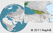 Satellite Location Map of Georgia, lighten, desaturated, land only