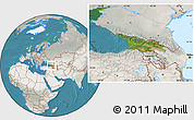 Satellite Location Map of Georgia, lighten, semi-desaturated, land only