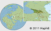 Satellite Location Map of Georgia, savanna style outside