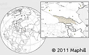 Shaded Relief Location Map of Georgia, blank outside