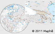 Shaded Relief Location Map of Georgia, lighten, desaturated