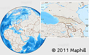 Shaded Relief Location Map of Georgia, lighten, land only