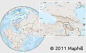 Shaded Relief Location Map of Georgia, lighten