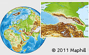 Shaded Relief Location Map of Georgia, physical outside