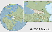 Shaded Relief Location Map of Georgia, savanna style outside, hill shading
