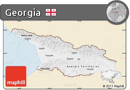 Classic Style Map of Georgia, single color outside
