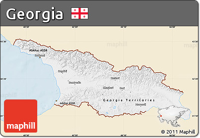 Classic Style Map of Georgia, single color outside