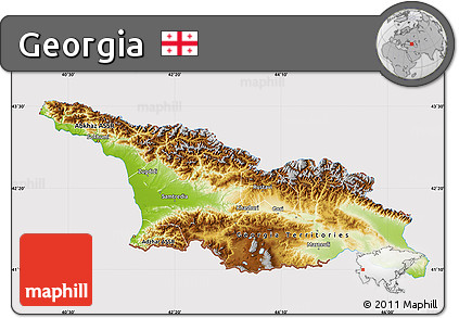 Physical Map of Georgia, cropped outside