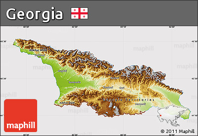 Physical Map of Georgia, cropped outside