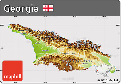 Physical Map of Georgia, cropped outside