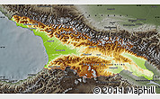 Physical Map of Georgia, darken, semi-desaturated