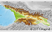 Physical Map of Georgia, lighten, desaturated, land only