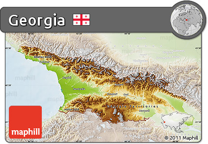 Physical Map of Georgia, lighten