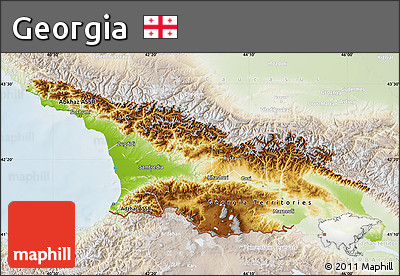 Physical Map of Georgia, lighten