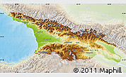 Physical Map of Georgia, lighten, land only