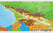 Physical Map of Georgia, political outside