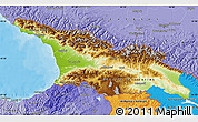 Physical Map of Georgia, political shades outside