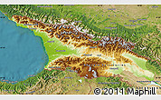 Physical Map of Georgia, satellite outside