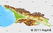 Physical Map of Georgia, single color outside, bathymetry sea