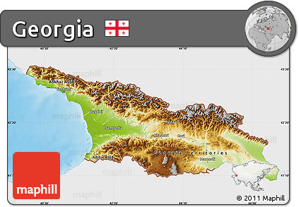 Physical Map of Georgia, single color outside