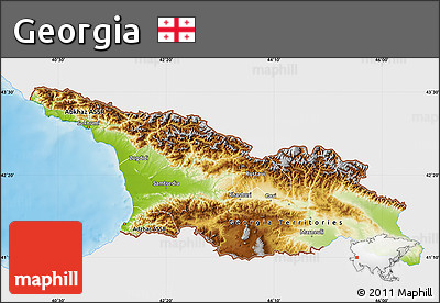 Physical Map of Georgia, single color outside