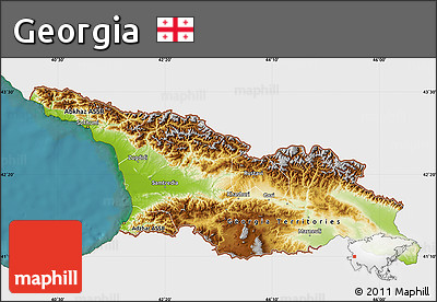 Physical Map of Georgia, single color outside, satellite sea