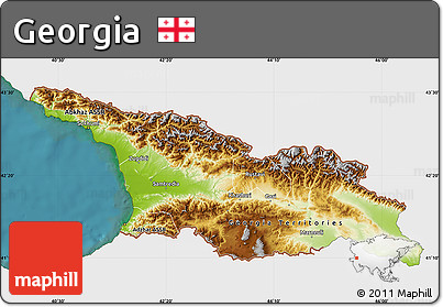 Physical Map of Georgia, single color outside, satellite sea