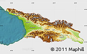 Physical Map of Georgia, single color outside, satellite sea