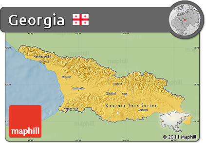 Savanna Style Map of Georgia, single color outside