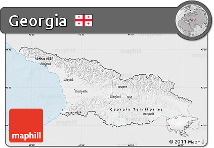 Silver Style Map of Georgia, single color outside