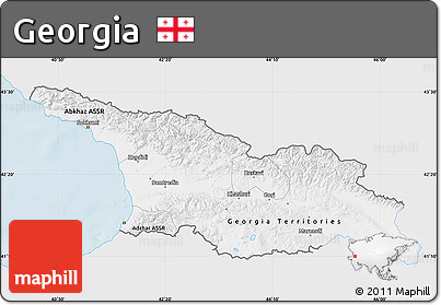 Silver Style Map of Georgia, single color outside