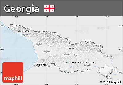 Silver Style Map of Georgia, single color outside