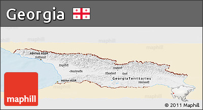 Classic Style Panoramic Map of Georgia, single color outside