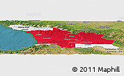Flag Panoramic Map of Georgia, satellite outside, flag aligned to the middle