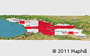 Flag Panoramic Map of Georgia, satellite outside, flag rotated